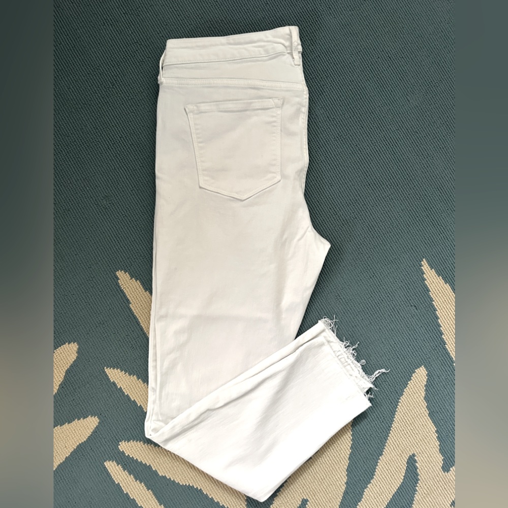 Old Navy Rockstar Built-In Sculpt Skinny Jeans Raw Hem White Size 14